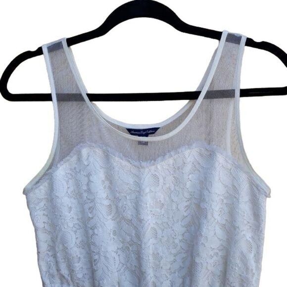 AEO Top Illusion Boho Romantic‎ Sweetheart Lace Neckline Sleeveless Cream Sz XS - Picture 6 of 12